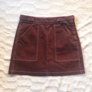 AG Adriano Goldschmied Maroon Denim Skirt